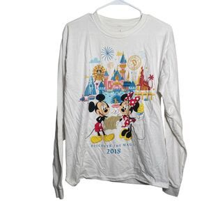 Disney Parks Long Sleeve Shirt Women's Medium White Discover The Magic 2018
